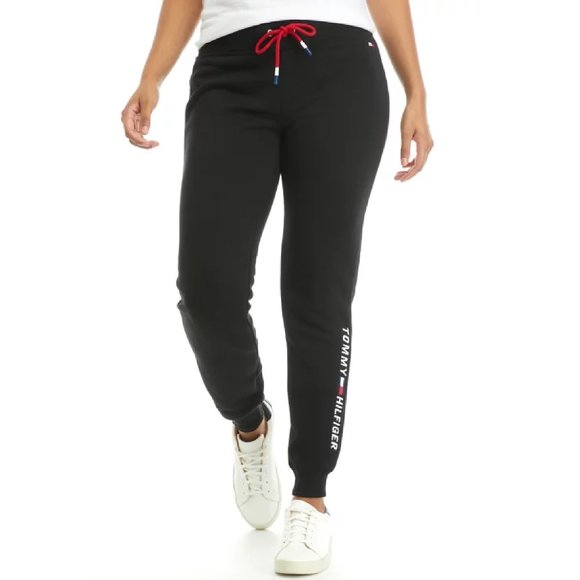BLACK Tommy Hilfiger Embroidered Logo Joggers in Women's Size EXTRA LARGE - Picture 1 of 5
